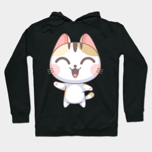He cute cat waving his hand while laughing Hoodie